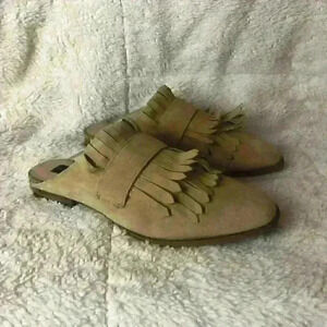 Steven Steve Madden Adee Fringe 7.5 Mules Suede